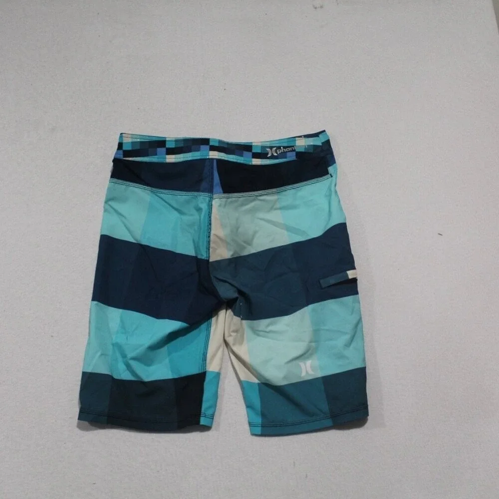 Hurley Men Blue Trunks Colorblock Board Shorts Size 28